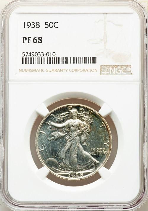 1938 50C Proof Walking Liberty Half Dollar NGC PR68
