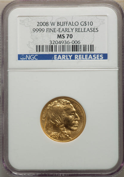 2008-W $10 Buffalo Quarter-Ounce Gold First Strike SP Modern Bullion Coins NGC MS70