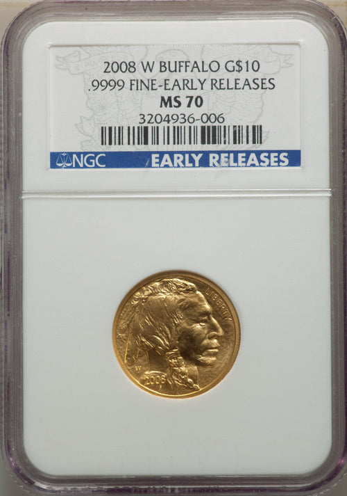2008-W $10 Buffalo Quarter-Ounce Gold First Strike SP Modern Bullion Coins NGC MS70