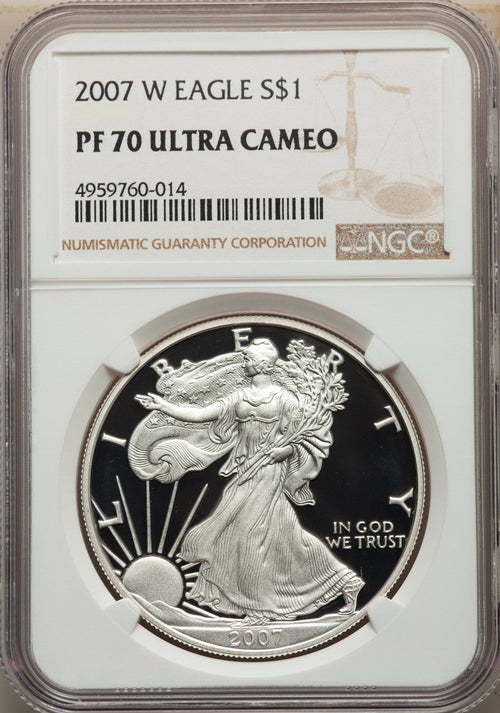 2007-W S$1 Silver Eagle NGC PF70