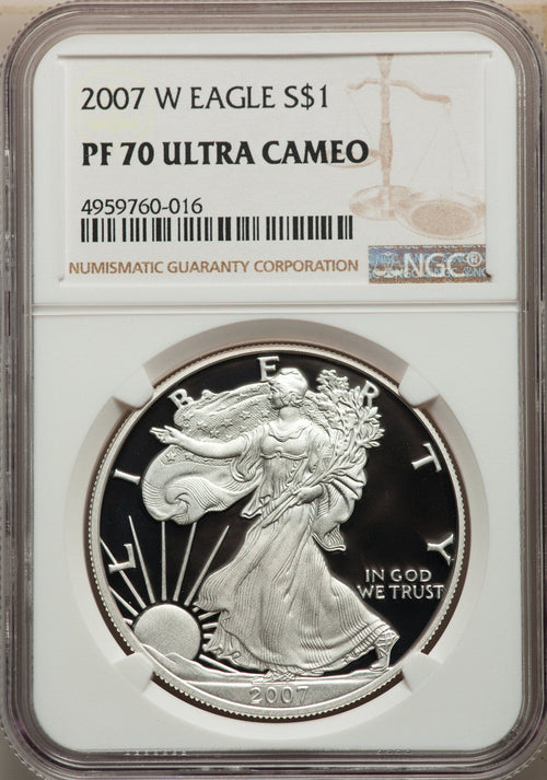 2007-W S$1 Silver Eagle NGC PF70