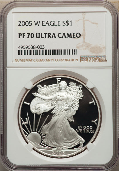 2005-W S$1 Silver Eagle NGC PF70
