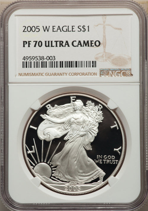 2005-W S$1 Silver Eagle NGC PF70