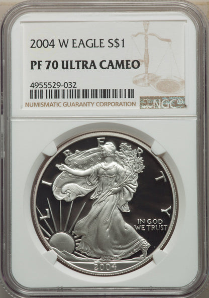 2004-W S$1 Silver Eagle NGC PF70