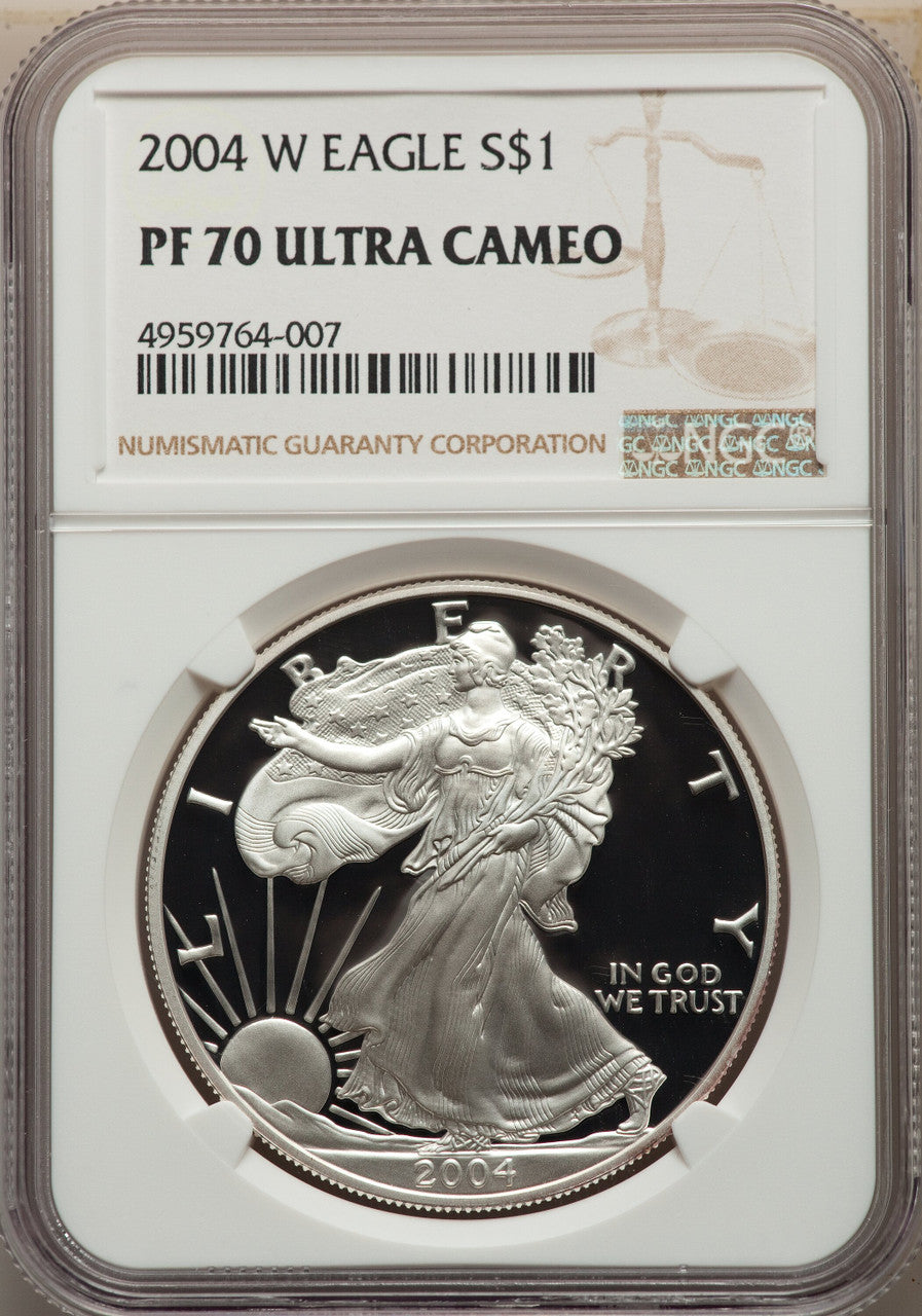 2004-W S$1 Silver Eagle NGC PF70