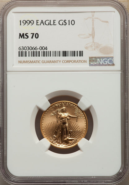1999 $10 Quarter-Ounce Gold Eagle NGC MS70