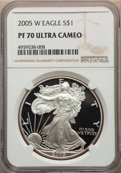 2005-W S$1 Silver Eagle NGC PF70