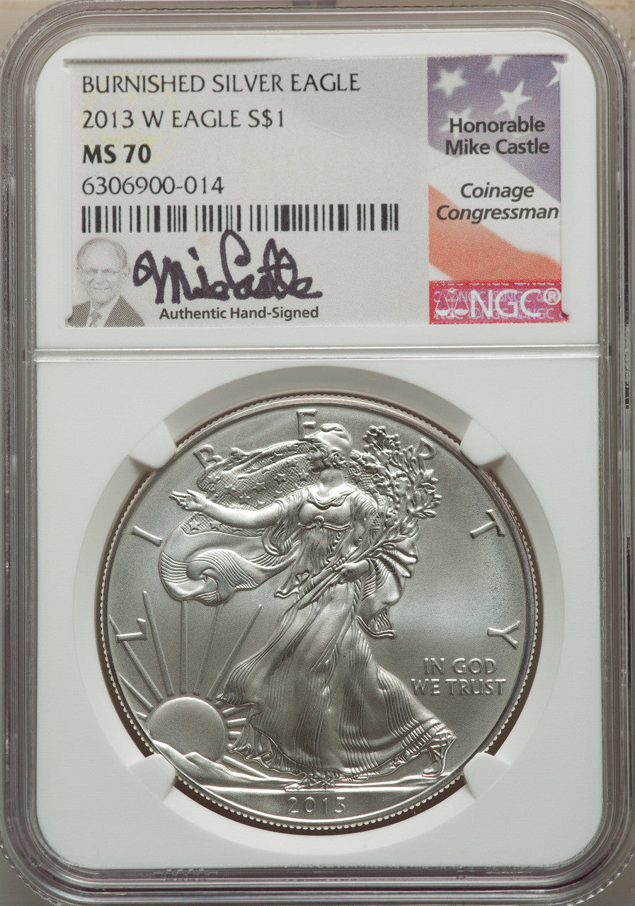 2013-W S$1 Silver Eagle Burnished SP Modern Bullion Coins NGC MS70
