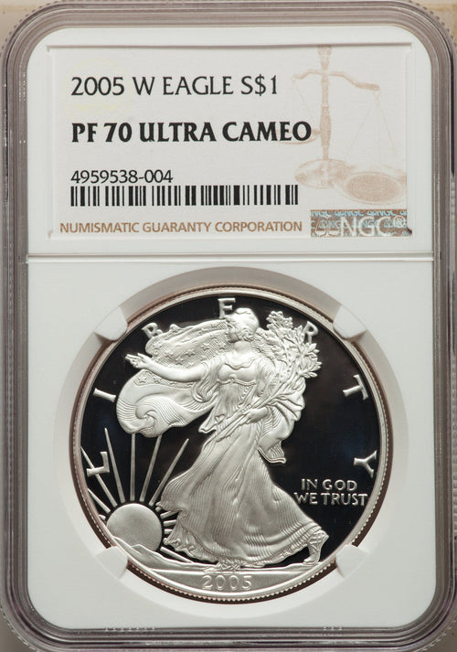 2005-W S$1 Silver Eagle NGC PF70