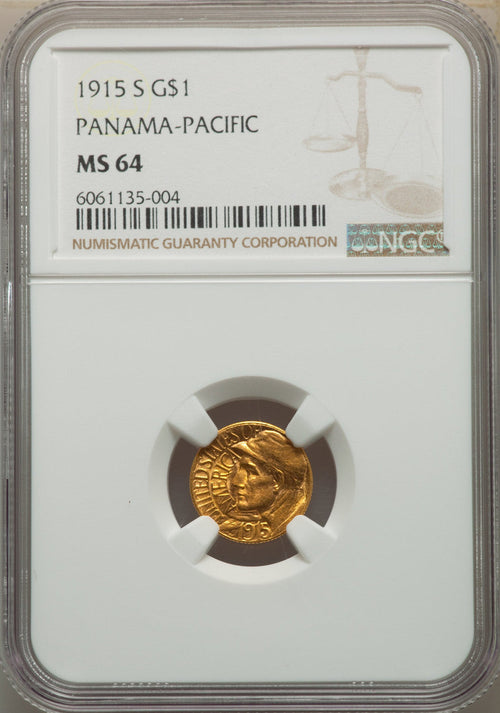 1915-S G$1 PAN-PAC Gold Dollar Commemorative Gold NGC MS64